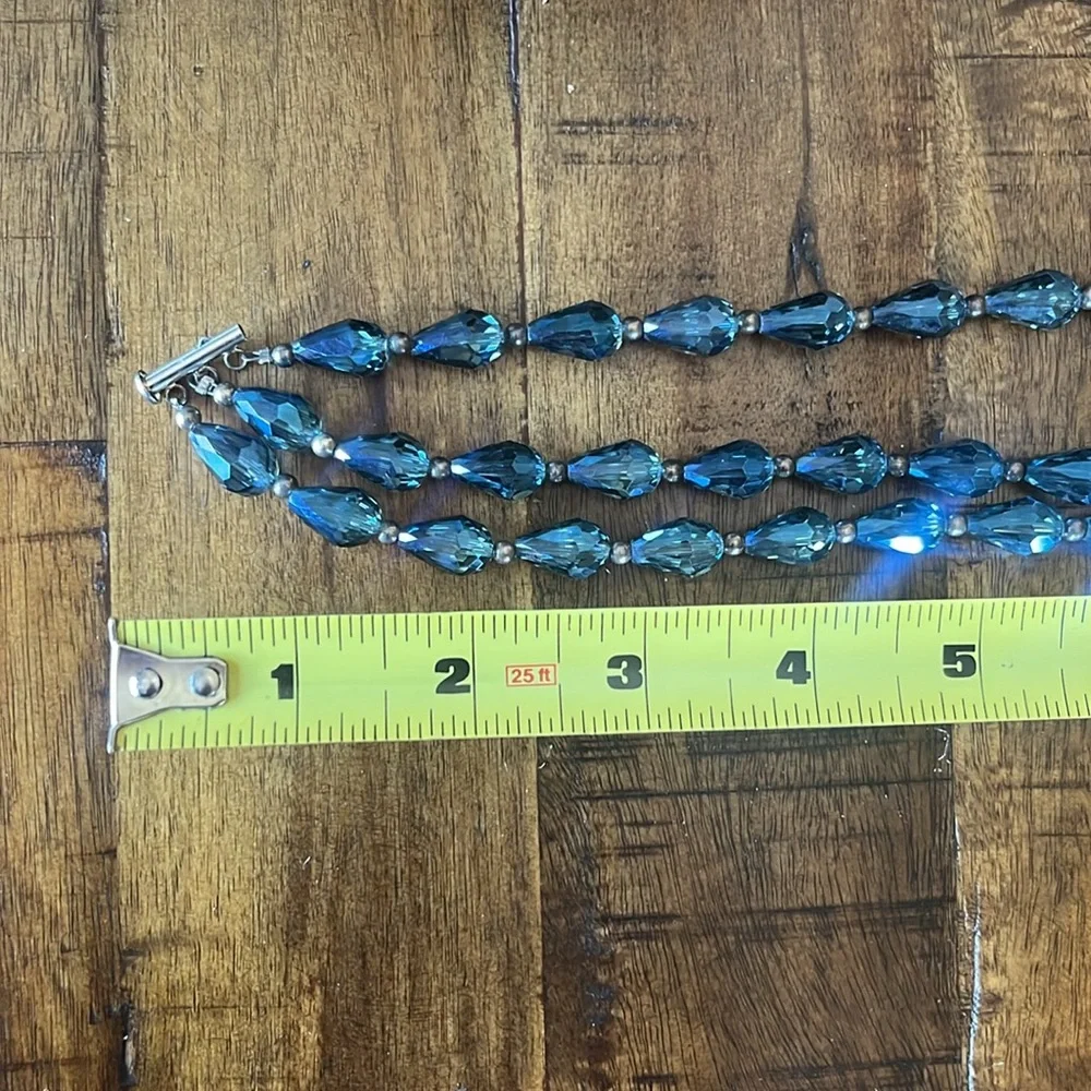 MOONSTONE and CRYSTAL Blue Beaded Necklace WITH STERLING SILVER. - Picture 8 of 10